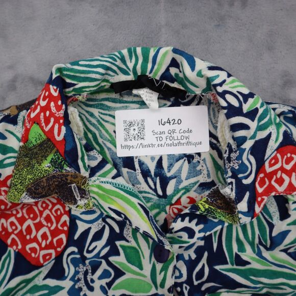 A laya Shirt Womens S Multicolor Floral Button Up Short Sleeve Collared Top - Picture 13 of 16